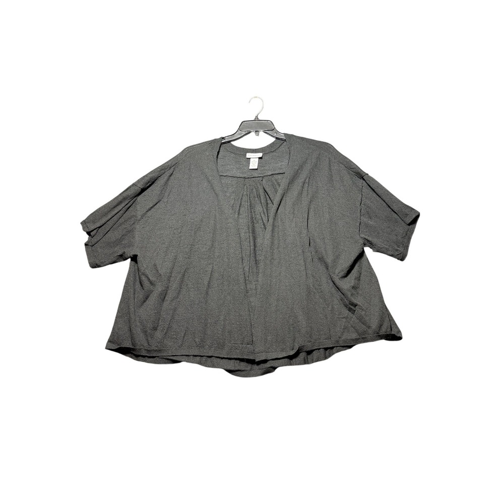 Catherines Cardigan Sweater Women 5X Black Short Sleeve Open Front‎ Pleat
